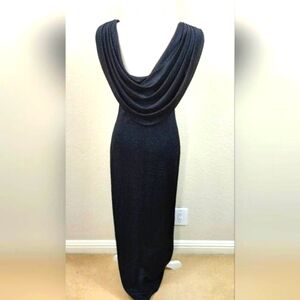 Alex Evenings Vintage Full Length Sheer Black Metallic Dress